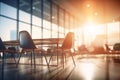Unfocused Chaos: A Blurry Office Scene with Chairs and a Table Royalty Free Stock Photo