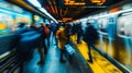 Unfocused Crowd at a Busy Subway Station