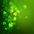 Unfocused shamrock leaves, Saint Patricks Day vector background