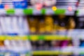 Unfocused shot of supermarket interior. Blurry hypermarket