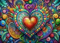 Unfold Your Inner Artist with This Psychedelic Heart Coloring Page Explore Abstract Shapes and Unleash Your Imagination