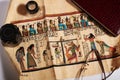 Unfolded ancient Egyptian scroll