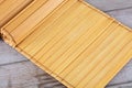 Unfolded bamboo slips on table Royalty Free Stock Photo