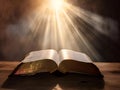 The unfolded holy book of the Bible in divine light Royalty Free Stock Photo