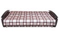 In unfolded state of sofa bed plaid fabric, on white.