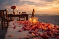 Unforgettable beachside romance candles, flowers, and a breathtaking sunset dinner