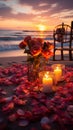 Unforgettable beachside romance candles, flowers, and a breathtaking sunset dinner