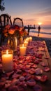 Unforgettable beachside romance candles, flowers, and a breathtaking sunset dinner