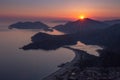 Unforgettable landscape of sunset above sea coast Oludeniz, Turkey Royalty Free Stock Photo