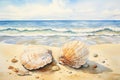 Unforgettable Summer: A Breathtaking Beachscape of Shells, Waves