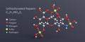 unfractionated heparin molecule 3d rendering, flat molecular structure with chemical formula and atoms color coding