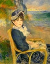 Unframed photo of Auguste Renoir`s painting `On the Seashore`, Metropolitan Museum of Art, New York, USA