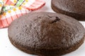 Unfrosted chocolate cakes isolated on white background with selective focus Royalty Free Stock Photo