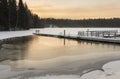 Unfrozen swimming place in winter