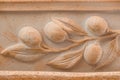 Unglazed ceramic Mediterranean terracotta board decorated with olive branch ornament