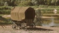 , Ungraded, Close-up View On Russian Soviet World War Ii Peasant Cart On River Bank. Wwii Equipment Of Red Army