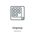 Ungroup outline vector icon. Thin line black ungroup icon, flat vector simple element illustration from editable geometry concept Royalty Free Stock Photo