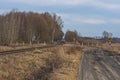 Unguarded railway crossing. Royalty Free Stock Photo