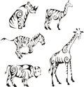 Ungulates animals in tribal style