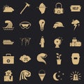 Unhappiness icons set, simple style