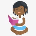 Unhappy African Girl Isolated Reading Book