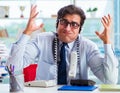 Unhappy angry call center worker frustrated with workload Royalty Free Stock Photo