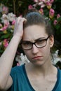 Unhappy and angry young woman Royalty Free Stock Photo