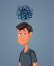 Depressed Man Having Tangled Thoughts Vector Cartoon Illustration Royalty Free Stock Photo