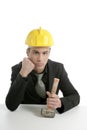 Unhappy architect engineer that lost his work Royalty Free Stock Photo