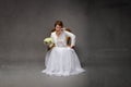 Unhappy bride sitting Royalty Free Stock Photo