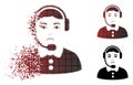 Unhappy Broken Pixel Halftone Call Center Operator Icon