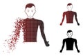 Unhappy Broken Pixelated Halftone Guy Body Icon