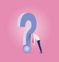 Unhappy businesswoman with question mark sign - Business concept vector