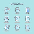 Unhappy cartoon smart phone