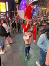 Unhappy Colorful Body Painted Woman at Times Square in New York City