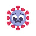 Unhappy coronavirus emoticon flat icon