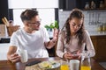 Unhappy couple arguing having disagreement at psychologists office, frustrated young family discussing relationship problems Royalty Free Stock Photo