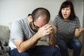 Unhappy couple arguing on the sofa Royalty Free Stock Photo