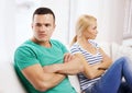 Unhappy couple having argument at home Royalty Free Stock Photo