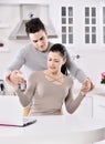 Unhappy couple in the kitchen Royalty Free Stock Photo