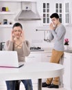 Unhappy couple in the kitchen Royalty Free Stock Photo