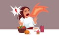 Screaming Woman in Pain Consuming Spicy Foods Vector Illustration