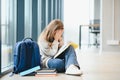 A Unhappy depress Pre teen girl at school Royalty Free Stock Photo