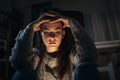 Depressed teenage girl sitting on floor alone, feeling lonely and misunderstood, stressed sad teenager thinking about Royalty Free Stock Photo