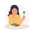 Unhappy about diet isolated cartoon vector illustration.