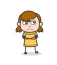 Unhappy Face - Cute Cartoon Girl Illustration Royalty Free Stock Photo