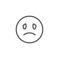 Unhappy face emoji line icon