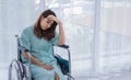 Unhappy female patient worry about her medical fee