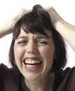 Unhappy frustrated woman screaming