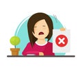 Unhappy girl showing negative answer vector illustration, flat cartoon woman person character with negative emotions